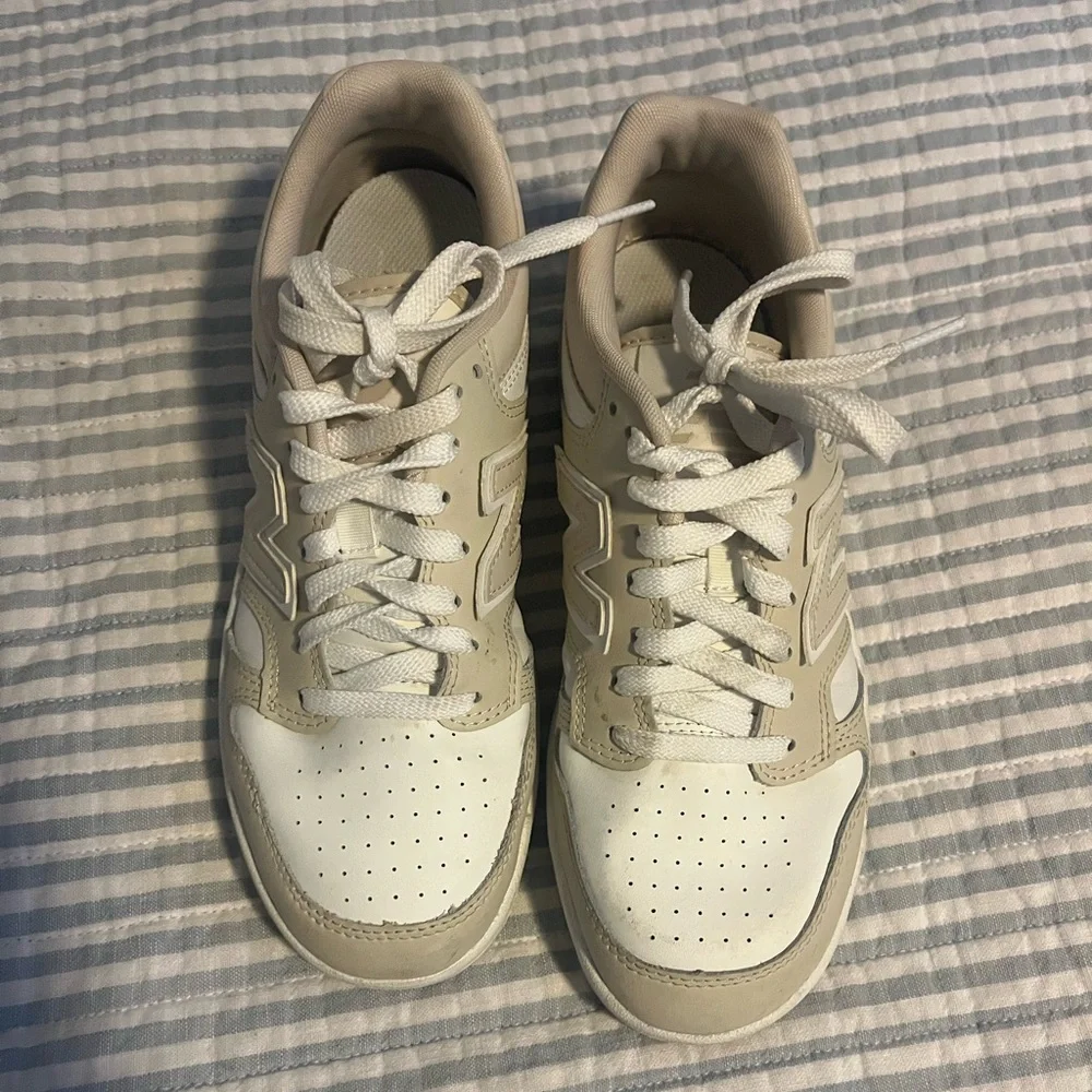 New Balance Beige and White Low-Top Sneakers - Picture 4 of 4